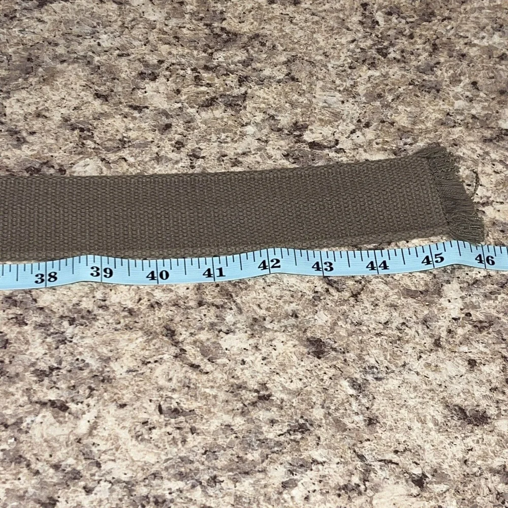 Unisex Canvas Y2K Woven 46” Solid Dark Khaki D-Ring Wide‎ Casual Belt Frayed End